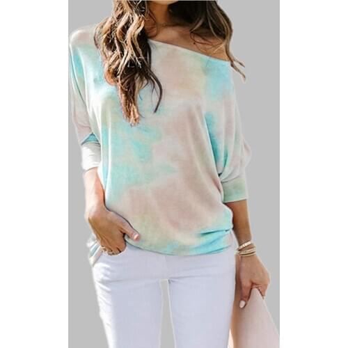 New Autumn Woman Tshirts Print Cotton Loose Diagonal womens t-shirts Long Sleeve Casusal Harajuku Tops