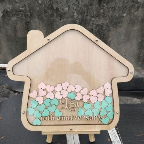 Creative House Shapes Design Personalization Infinity Wedding Guestbook Baby Birthday Alternative Guest Book Custom Dropbox