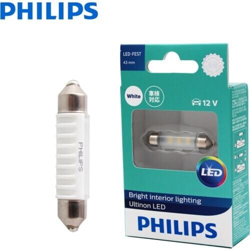 Philips LED Fest Festoon 43mm Ultinon LED 6000K Cool Blue White Light Bright Interior Light Auto Reading Lamp 11864ULW X1