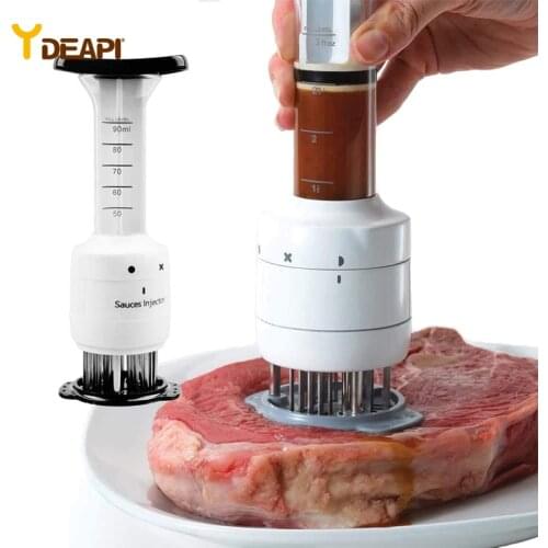 YDEAPI 2-in-1 Professional Meat Tenderizer Marinade Injector BBQ Meat Steak Beef Sauce Tenderizer with Stainless Steel Needle