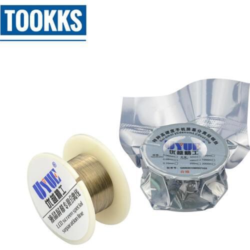 2Pcs/lot Molybdenum Cutting Wire 0.08mm 50m 100m 500m LCD Cutting Glass Of Separation line For Iphone Samsung HTC LCD Separate