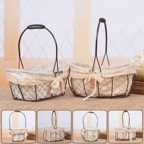 Retro Nostalgic Iron Wire Twisted Net Flower Baskets Succulent Green Plants Flowers Pot Laundry Sundries Storage