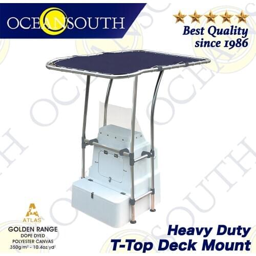 Oceansouth Heavy Duty T-Top Deck Mount Boat Console Cover Atlas Dope Dyed Polyester Canvas Top Canopy Water Sun UV Protection