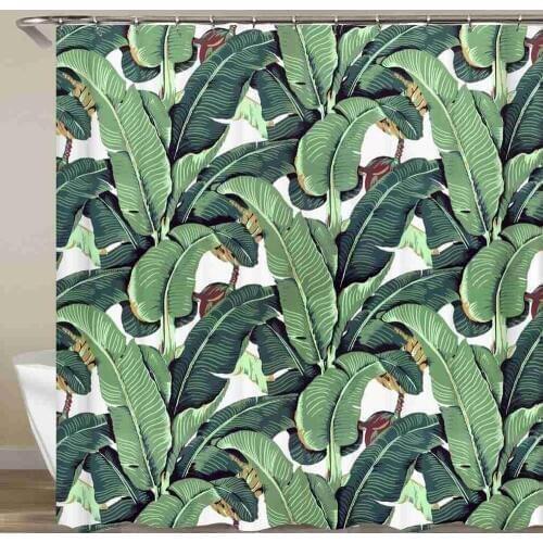 Green Plant Shower Curtain Cactus Banana Leaf Maple Leaf Bathroom Waterproof Fabric With Hook 72x72 Inch