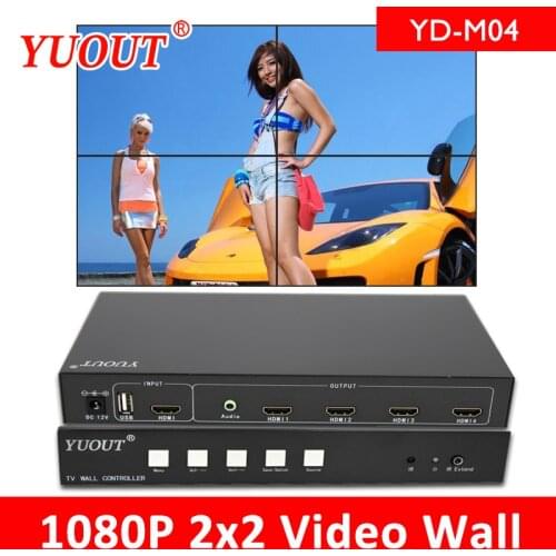 YUOUT YD-M04 HDMI 2x2 Video Wall Controller USB+HDMI Splicing hdmi 2x2 video wall screen controller 180 degree rotate