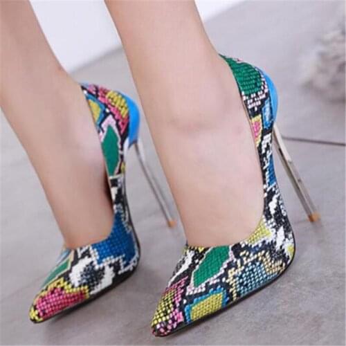 Women sandals PU Slip On 13cm Thin Heels High heels Pointed Toe Shallow women shoes sandalias mujer 2020 size 35-42 Silver