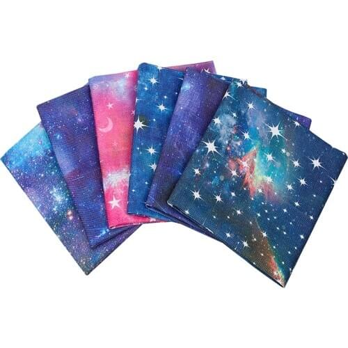 Denim Fabric Printed Cloth Sheets Starry Sky DIY Dress Crafts Supplies Handmade Bags Materials Home Textile Patchwork 40*50 1pc