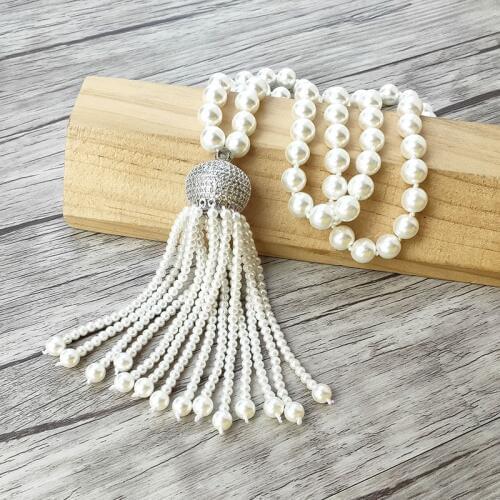 1Pcs Elephant /Leopard head charm Pendant CZ Micro pave Connector,Natural Shell Pearl Beads Chain tassels Jewelry Necklace NKZH