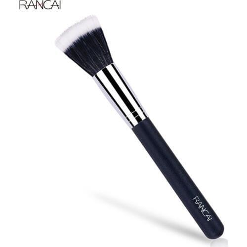 RANCAI 1pcs Full Size Powder Brush Blusher Contour Skin Care Black Fiber Stippling Brush Cosmetic Make Up Beauty Tools