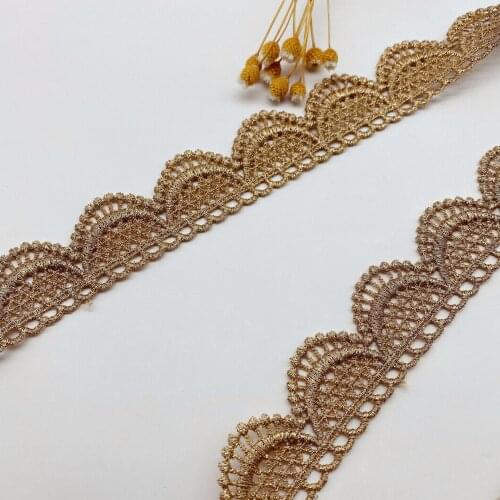 10Yards Golden lace clothing accessories embroidery gold thread unilateral semicircle Lolita accessories handmade DIY