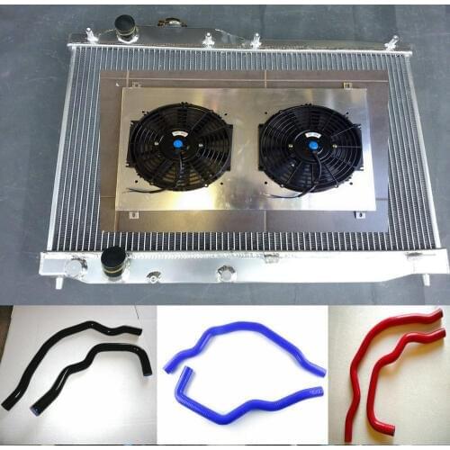 2ROW Aluminum Radiator + Shroud Fan For Honda S2000 S2K AP1 AP2 CR F20C F22C1 2.0L 2.2L 2000-2009 + Silicone Hose