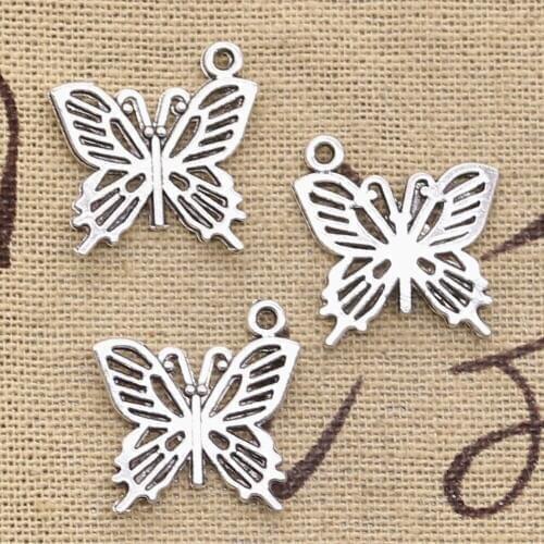 20pcs Charms Hollow Butterfly 20x19mm Antique Silver Color Plated Pendants Making DIY Handmade Tibetan Silver Color Jewelry