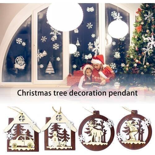 2020 Christmas Snowman Elk Wooden Hanging Pendant Ornament Christmas Tree Decoration Christmas Party Supplies
