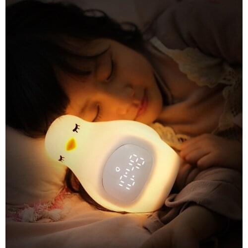 22%,Penguin shape LED Night Light Penguin Outlook Alarm Clock Soft Silicone Cute Wake Up Lamp for Children USB Cable