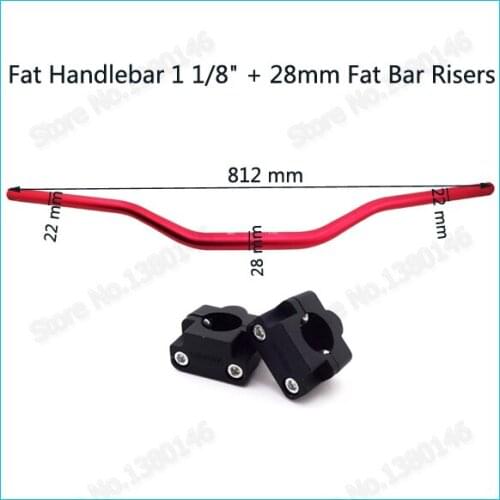 28mm Fat 1 1/8" Handlebar Handle Bar Clamp Risers Taper Black For Dirt Pit Bike Motocross ATV Quad Motorcycle