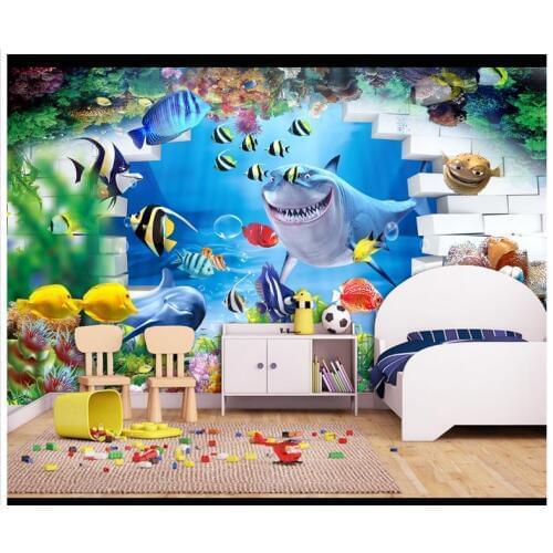 3d wallpaper custom 3d wall murals wallpaper Mediterranean 3 d cartoon mural child room wallpaper fish living room wall decor