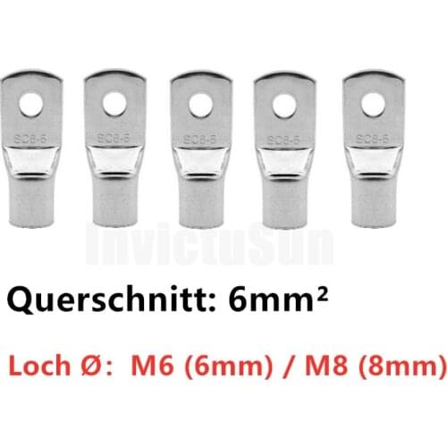 50/10PCS SC6-5 SC6-6 SC6-8 Bare Terminals Tinned Copper Lug Ring Seal Wire Connectors Bare Cable Crimped/Soldered Terminal