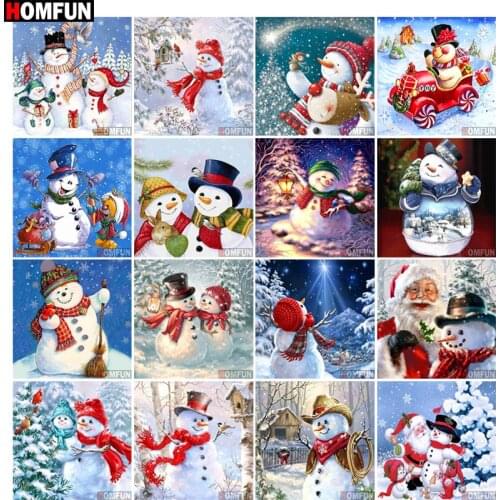 HOMFUN Diy 5d Diamond Painting "Sneeuwpop Kerst" Cross Stitch Square Round Diamond Embroidery Handwork Rhinestone Art