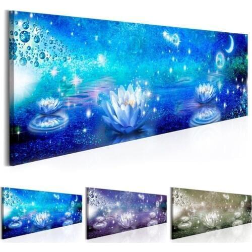 Large DIY 5d Diamond Painting White Beautiful Water Lotus In Moon cross stitch kits Mosaic Diamond Embroidery Room Decor C523