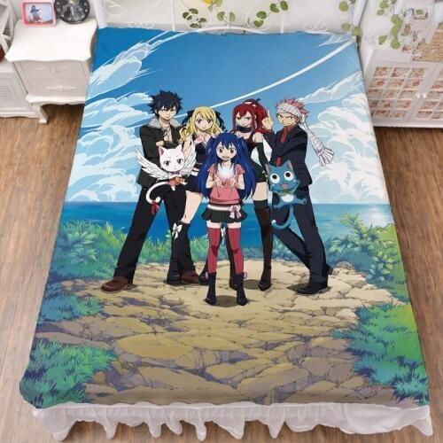 Anime FAIRY TAIL characters sexy girl Natsu Lucy Heartfilia Erza Scarlet bed sheet & flannel blanket summer quilt 150x200cm