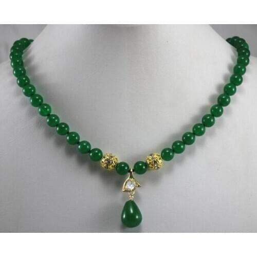 Free shipping 1row Hot Jewelry 8mm jade opal Jade Pendant Necklace 17