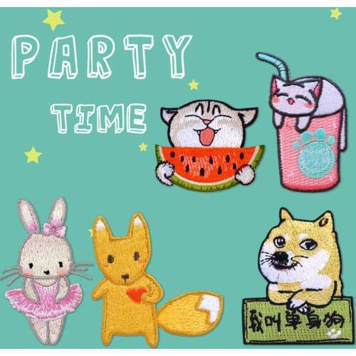 AHYONNIEX Brand Cute Rabbit Princess Dog Squirrel Patches Iron On Patches for Baby Clothing Shoes Bags