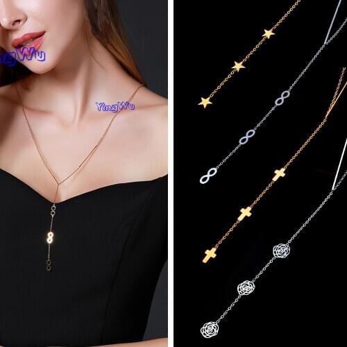 Stainless steel chain pendant necklace female long necklace collar infinite cross heart jewelry geometric long necklace gift