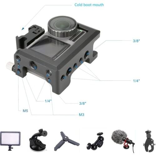 Metal Vlogging Cage Case for DJI OSMO Action Camera Aluminum Housing Case Protective Frame Mount for OSMO Action Camera