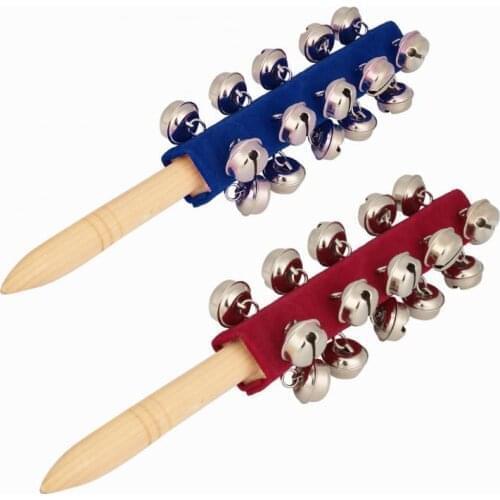 Wooden Handheld 21 Jingle Bells Bar Sleigh Stick Kids Toy Percussion Instrument Toy for KTV Party Children Kid