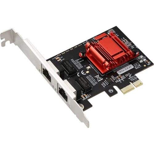 RJ45 Dual-port PCI-E 2.0 X1 Gigabit Ethernet Network Card 10/100/1000Mbps LAN Adapter Controller Intel 82575&6