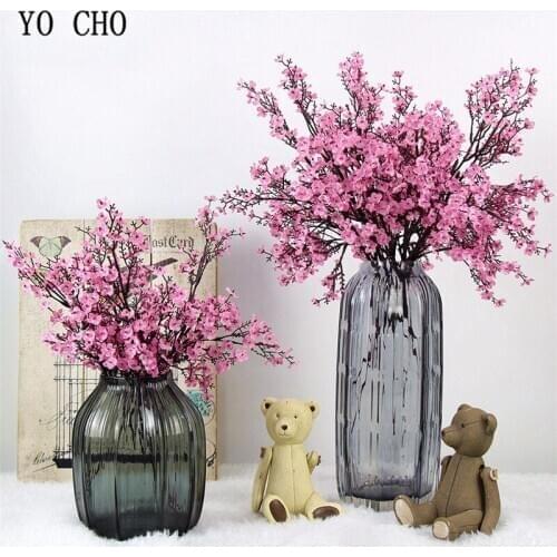 Gypsophila Cherry Blossoms Artificial Flowers pink plastic branch oriental cherry Fake Flowers DIY For Wedding home store Deco