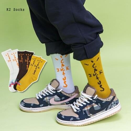 Personality Grimace Sockings Cotton Harajuku Cactus Jack Cashew Flower Travis Scott Fashion HipHop Skateboard Men Women Socks