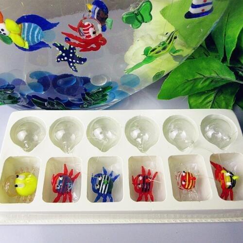 Custom Murano Island Style hand blown miniature glass crab Figurines decorations aquarium floating glass fish statues ornaments