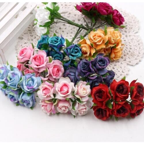 6pcs artificial flowers Silk roses wedding shoes headdress DIY home decoration Flower wall artificial bridal wreath collage