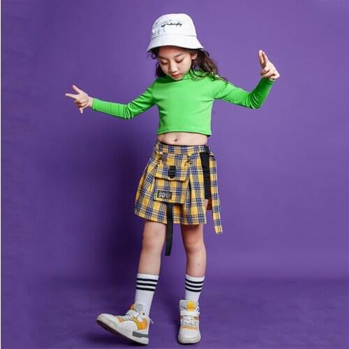 Jazz Hip Hop Dance Competition Costume Crop Tops and skirt for Teen Girl Dancing Clothes Children Tracksuit Girls dance sets