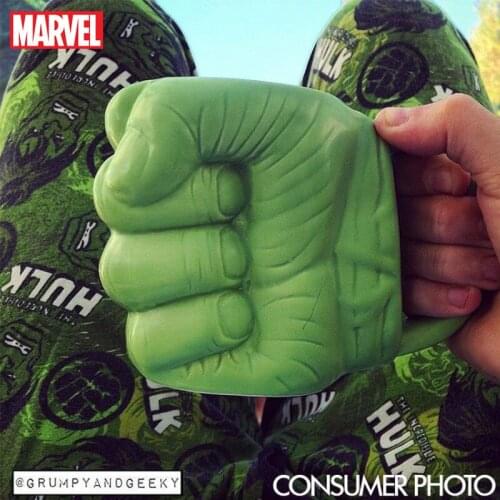Disney Marvel Creative Green Fist Ceramic coffee mug bar restaurant teacup children cartoon gift mug mugs coffee cups