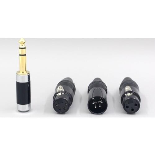 LN007263 6.5mm XLR 4 Pole 3 Pole Male Female Plug adapter For DIY Repair Custom Earphone Headphone Cable