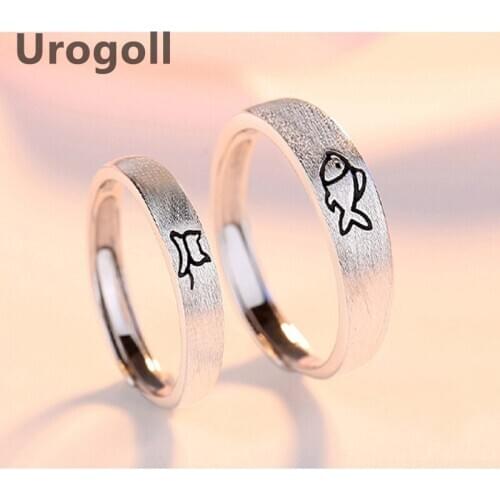 Fashion Ring For Women 100% Real 925 Sterling Silver Rings Wedding Bride Couple Jewelry Ring Cat & Fish Valentine Gift For Lover