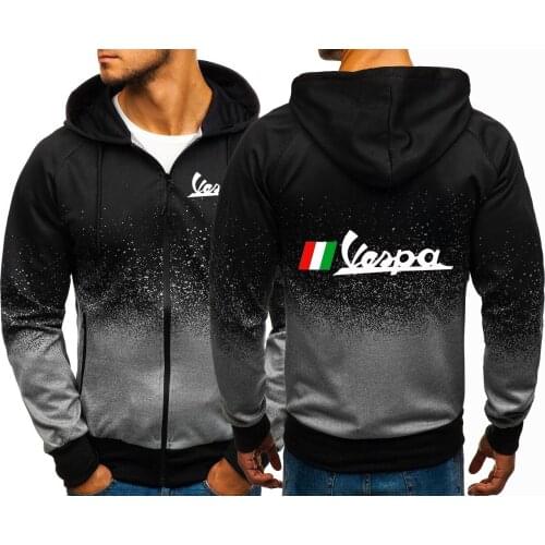 Mens 2021 Vespa Logo Print Custom Comfortable Casual Harajuku Gradient Color Hoodies Gradient Man Zipper Jackets