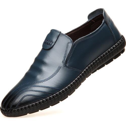 2019 Leather Men Casual Shoes 2019 Brand Mens Loafers Moccasins Breathable Slip on Black Driving Shoes Big Size N10-60