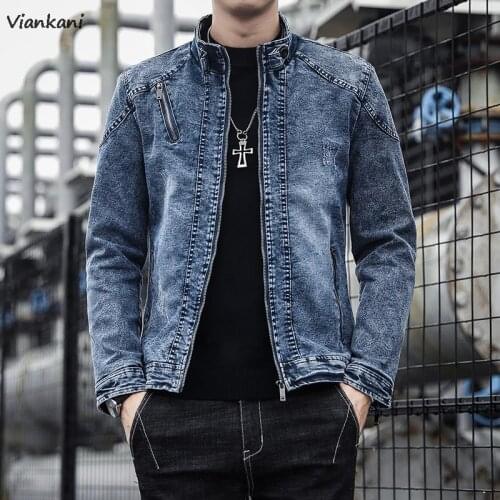 Mens Coat Spring and Autumn New Trend Handsome Sports Cowboy Tops 2021 Male Casual Fashion Stand Collar Denim Jackets