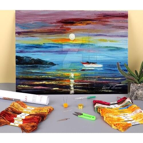 Caribbean Dream Pre-Printed 11CT Cross Stitch Embroidery Full Kit DMC Threads Handmade Handiwork Sewing Painting Needle Floss