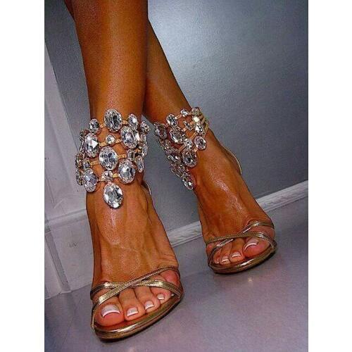 Newest sexy Bling Bling Crystal Sandals Gladiator Rhinestone Ankle Strap High Heel Sandals Jeweled Bridal Wedding women Pumps