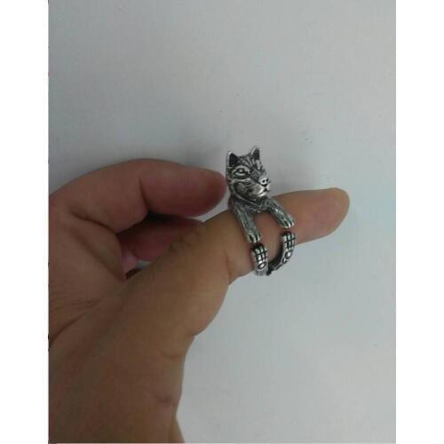 Wholesale Unique Handmade Boho Chic Retro Husky Ring Female and Male Pet Lovers Gift Idea-- 12pcs/lot