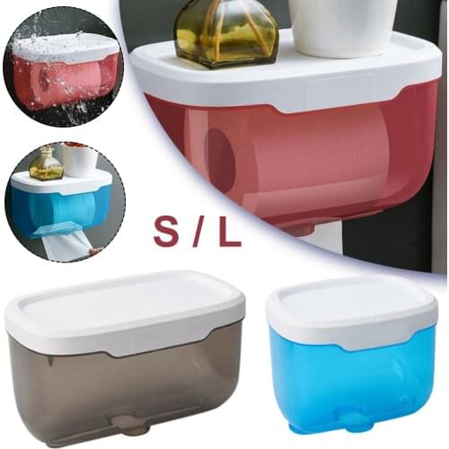 Plastic Toilet Paper Holder Wall Mount Nail Free Tissue Box Holder Tissue Paper Storage Organizer For Bathroom Bedroom Kitchen