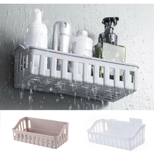 Bathroom Shelf Basket Adhesive Storage Rack Corner Holder Shower Gel Shampoo Organizer Basket Kitchen Bathroom Accessories