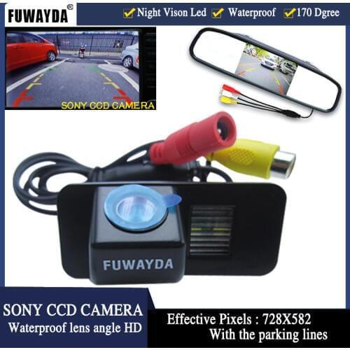 FUWAYDA WIRE LED WATERPROOF Car HD CCD Rear View Camera LCD Car MIRROR Monitor Camera for FORD MONDEO FIESTA FOCUS/S-Max KUGA