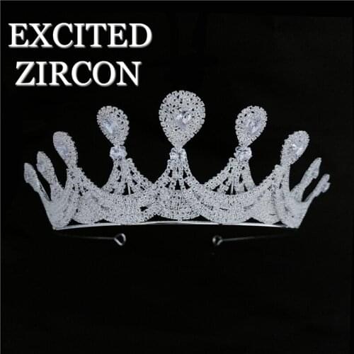 EXCTED ZIRCON bling fashion luxury water drop big crown bride bridesmaid wedding jewelry zircon rhinestone crystal crown gift