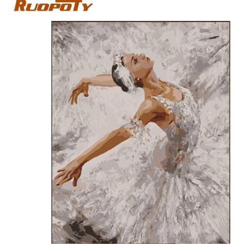 RUOPOTY Frame Ballet DIY Painting By Numbers Modern Wall Art Picture Figure Painting Acrylic Paint By Numbers Unique Gift 40x50