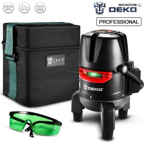 DEKO DKLL57PB2 5 Lines Self-leveling Blue Laser Level Horizontal And Vertical Cross Lines 360 Degrees Precise Fine-tuning